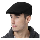 Gorro Boina Negra Plano Para Hombre Tradicional Tipo Golf