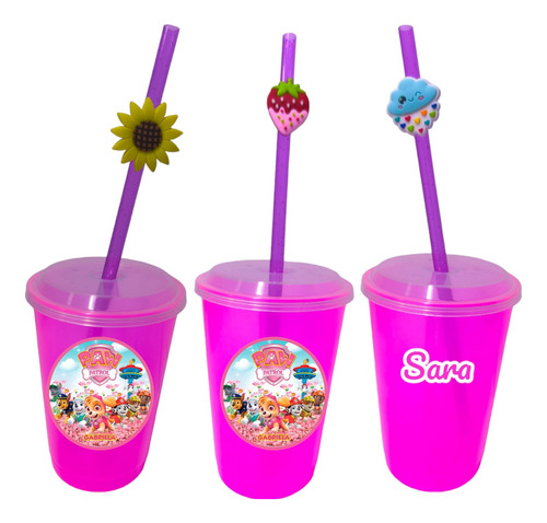 Vaso Pitillo Personalizado -recordatorio Fiestas Infantiles 