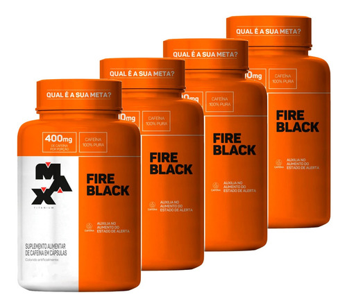 Kit 4x Cafeina Ultimate Fire Black 60 Caps Max Titanium