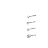 Set 4 Piercing Acero Inoxidable Nariz Zirconia Nostril Punk