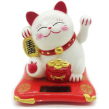 Mini Maneki Neko Gato De La Fortuna 7.5cm Color Blanco