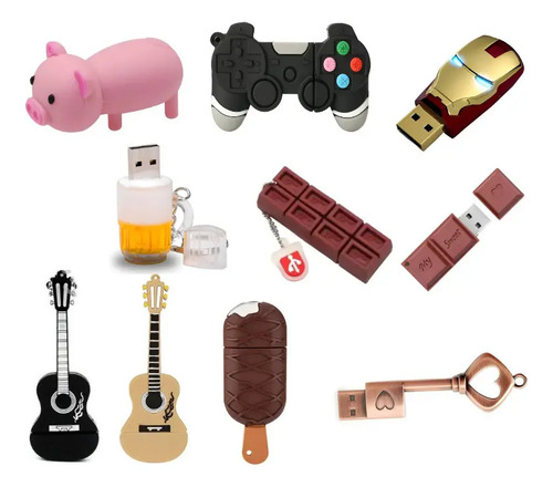 Pack 2 Memorias Usb Figuras Diferentes Figuras 64gb Pendrive