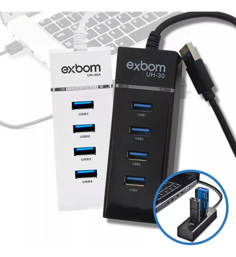 Hub Usb 3.0 4 Portas De Entradas Extensor Slim Hi Speed