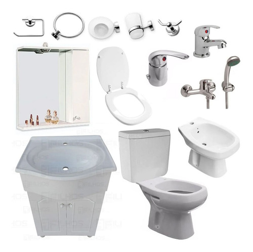 Juego De Baño Completo Griferia Inodoro Vanitory C89 Eg