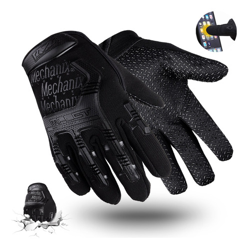 Guantes Moto Cuero Sintetico Termico Impermeable Tacticos