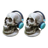 2 Cranio Caveira  Suporte Headset Fone De Ouvido