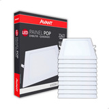 Kit 10 Painel Plafon Led 18w 22x22 Quadrado Embutir Forte