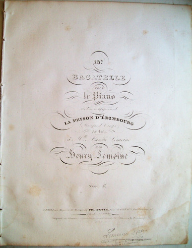 Partitura Antigua C 1820 Piano Henry Lemoine 