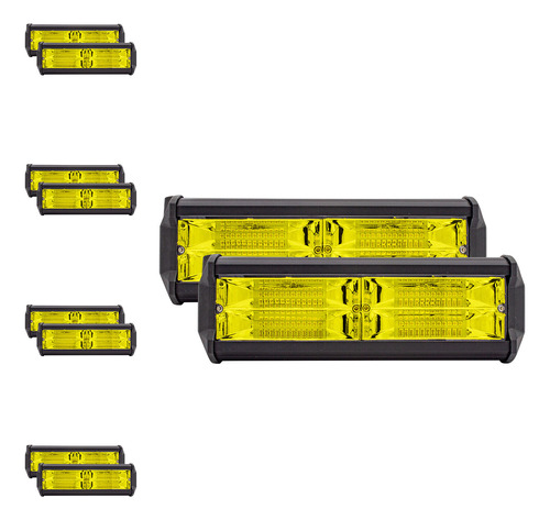 Kit 10 Faros 48 Led Luz Y Estrobo Amarillo 144w Tunelight