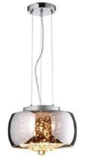 Lustre Pendente Bacia De Cristal 28 Cm De Diâmetro Cor Prata