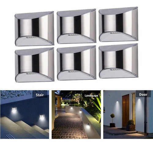 6 Piezas Solar Jardín Exterior Impermeable Lámpara De Pared