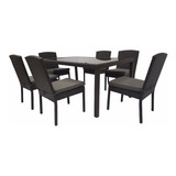 Juego Comedor Living Ratan Mesa Y 6 Silla Diseño Deco Jdj 72