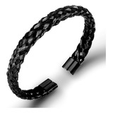 Pulseira 6mm Bracelete Trançado Aço 316l Preto Ajutável Luxo