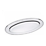 Travessa De Inox Oval Rasa 21,5 X15cm Cor Cinza