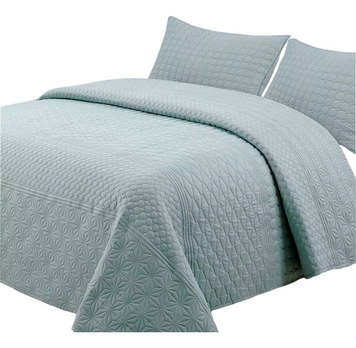 Cubrecama Quilt King Size 290x250 Extra Suave Con 2 Fundas Color Verde Dubai