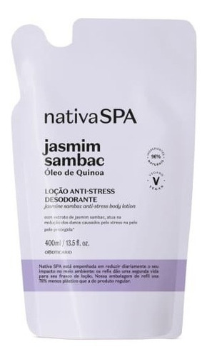 Refil  Hidratante Anti-stress Nativa Spa Jasmim Sambac 400ml