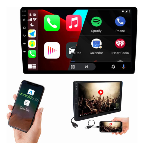 Multimídia 2 Din Android 13 Tela 9 Polegada Dvd Carplay Wifi