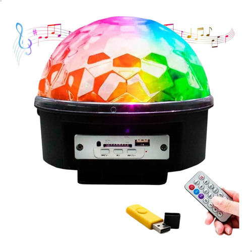 Globo Bola Maluca Led Magic Cristal Rgb Bt Som Mp3 Pen Drive