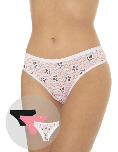 Kit 3 Calcinhas Feminina Biquíni Estampada Lingerie Delcoton