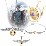 Set De Dorada Giratiempo, Snitch Pulsera Collar Y Accesorios