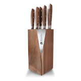 Set Cuchillos Trento Origin Cepo Acacia 5 Piezas Chef Cocina