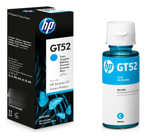 Botella De Tinta Hp Gt52 Cian