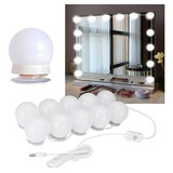 Kit 10 Focos Led Luz Espejo Usb Maquillaje Estilo Hollywood