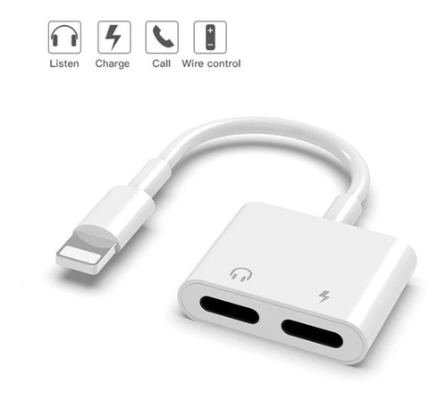 Adaptador Dual Para iPhone, Carga Y Audio Jack 