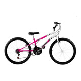 Bicicleta  Ultra Bikes Rebaixada Aro 24 Bicolor 18 Marchas Freios V-brakes Cor Rosa/branco