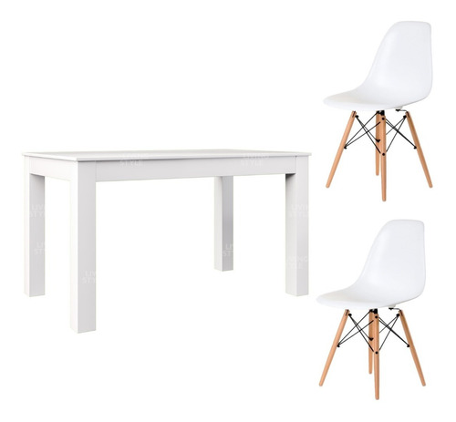 Combo Eco Mesa Comedor Extensible 100 A 140 + 2 Sillas Eames