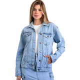 Campera Clasica Mujer Jean Rigido Oversize