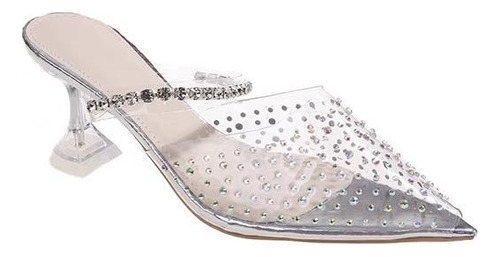 Sandalias De Tacón Alto De Cristal Transparente Para Mujer