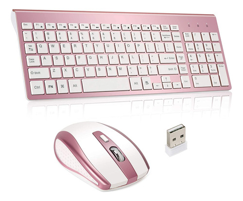 Mouse Hong Ting, Con Teclado/inalambrico/receptor Usb/rosa