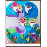 Piñata Cumpleaños Tematica Baby Shark Numero 3 Azul
