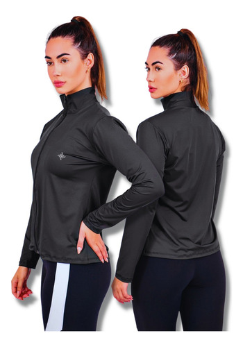 Casaco Academia Feminino Com Ziper Fitness Esportivo Leve