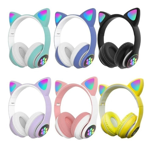 Fone De Ouvido Bluetooth Led Orelha Gato Iuz Headphone