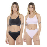 Bipack Sostén Mujer Seamless Tape Negro - Rosado Corona