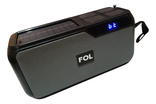 Bocina Portatil Bluetooth Recargable Celda Solar Fm M Sd Usb Color Plateado