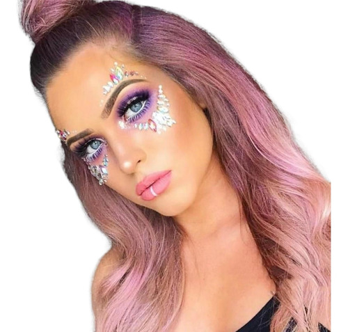 6 Strass Adesivo Brilho Make Carnaval Maquiagem Halloween