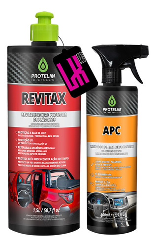 Kit Higienizador Restaurador Plastico Revitax + Apc Protelim