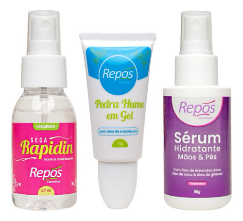 Kit Pra Mãos Sérum Hidratante+seca Rapidin+pedra Hume Em Gel