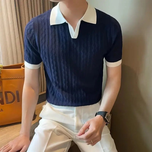 Polo De Punto For Hombre, Manga Corta, Casual, Ajustado
