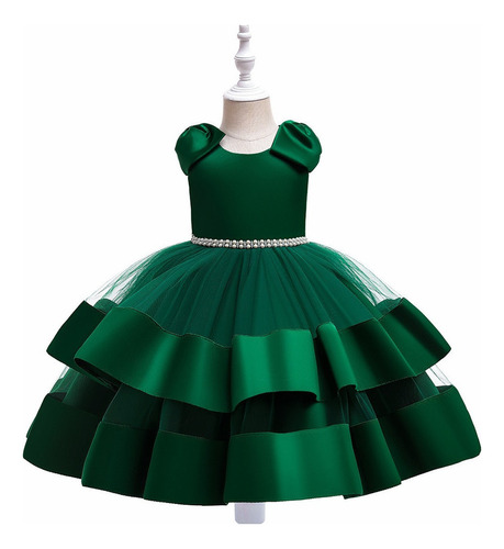 Vestido De Tutú De Tul Y Encaje Con Volantes Para Niña