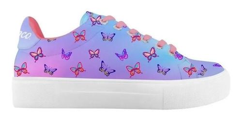 Tenis Azul Mariposas Y2k Degradado Agujeta