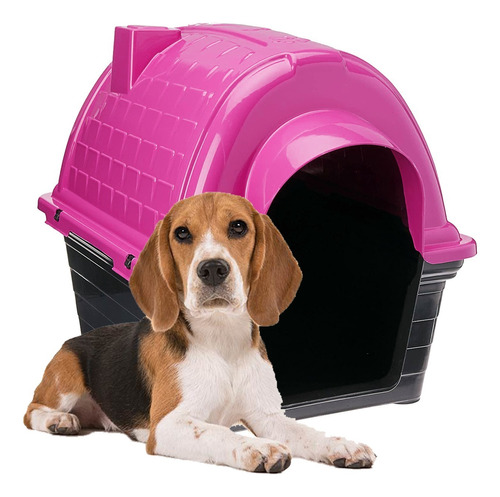 Casinha Iglu De Plástico Para Cães Furacão Pet Média Nº 4 Cor Rosa