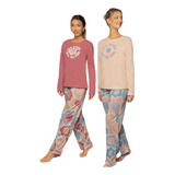 Pijama Mujer Invierno Lencatex Maxi Flores 23368