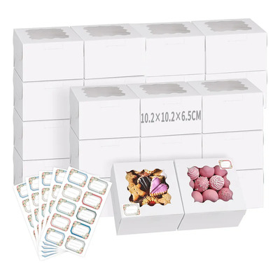 50PZ Mini Cajas Con Ventana Para Pasteles Donas Regalos 10.2×10.2×6.5CM | MercadoLibre