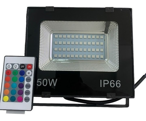 Refletor Holofote Led Rgb 50w Ip66 Com Controle Prova D'agua