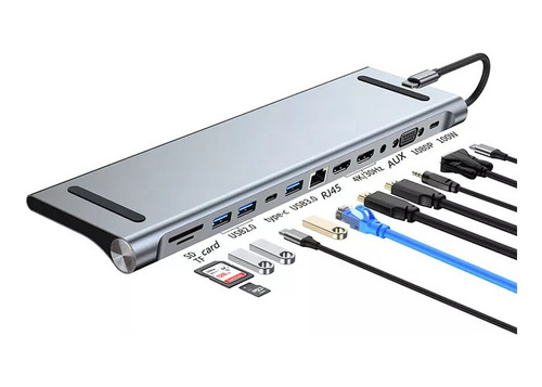 Estación De Acoplamiento Hub Usb C, 12 En 1 Compatible Multi