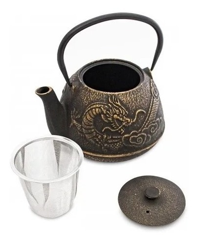 Tetera De Hierro Fundido Japonesa Diseño Dragon Original